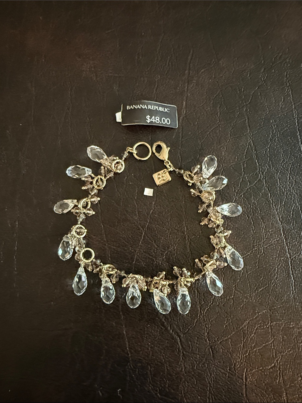Banana Republic Gold-Tone Bracelet with Clear Teardrop Crystals